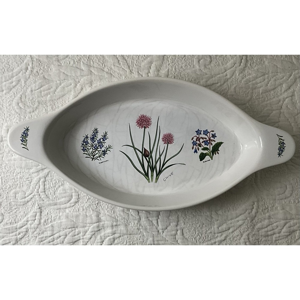 Vintage Kent Pottery‎ Herb Garden Augratin Dish Hand Paint Stoneware Cottagecore
